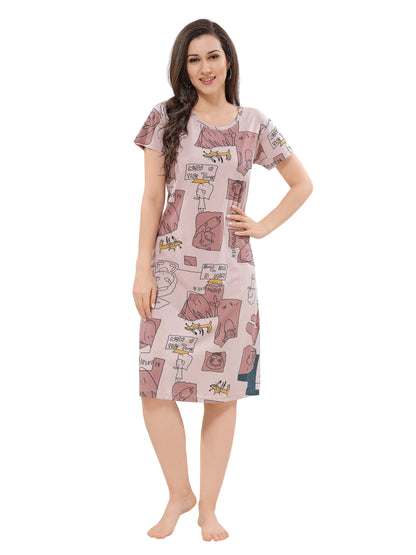 Women's Premium Hosiery Knee-length Short Nighty