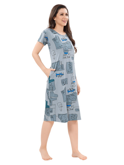 Women's Premium Hosiery Knee-length Short Nighty