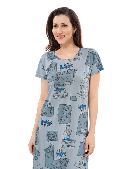 Women's Premium Hosiery Knee-length Short Nighty