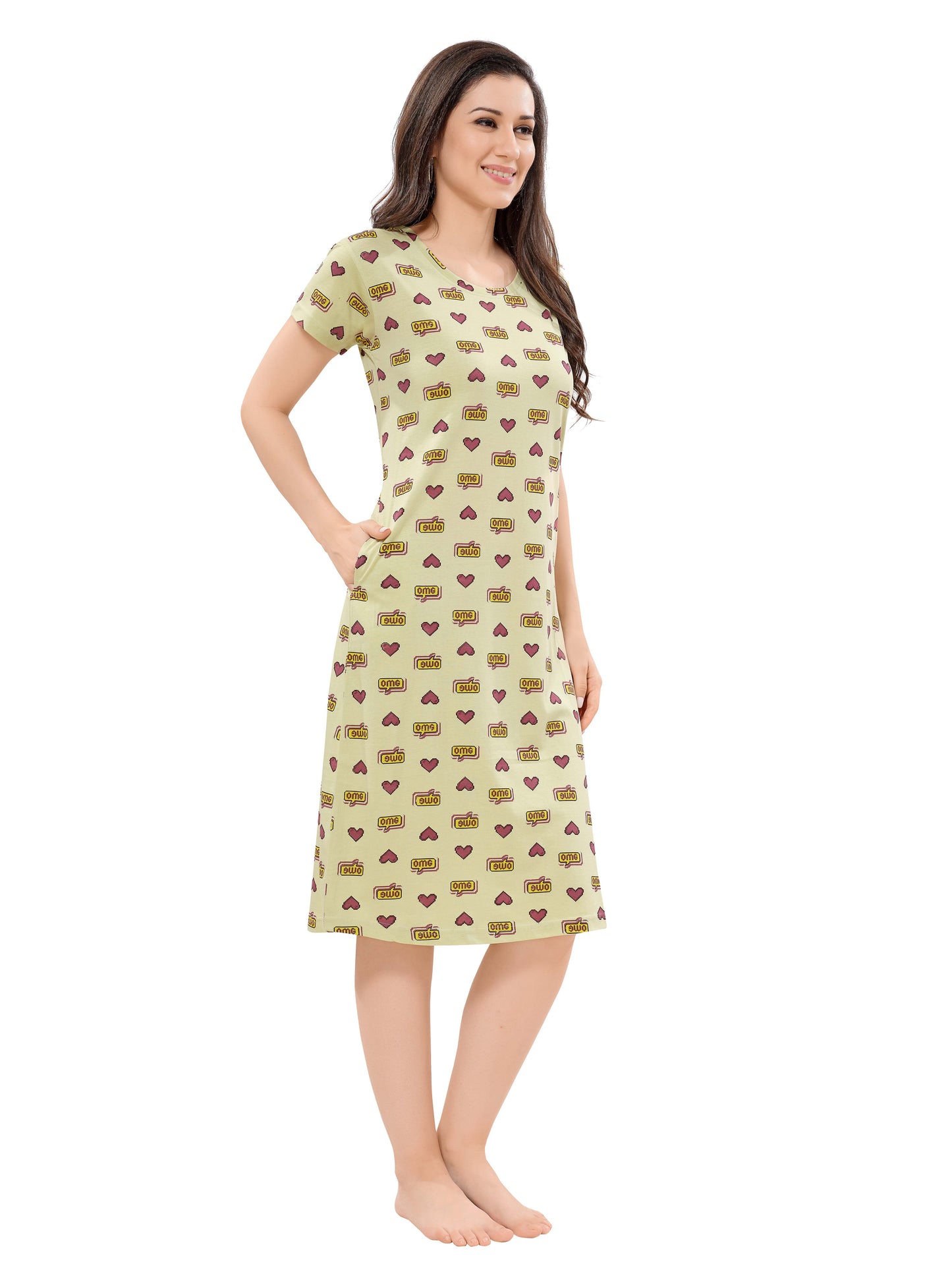 Women's Premium Hosiery Knee-length Short Nighty