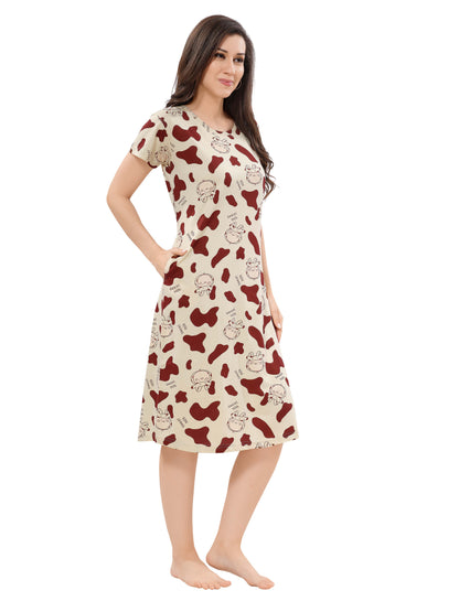 Women's Premium Hosiery Knee-length Short Nighty