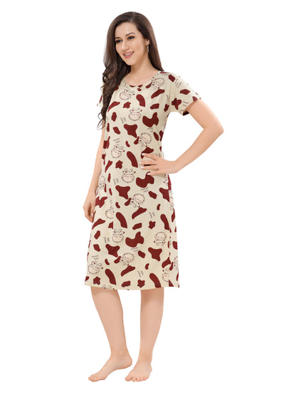 Women's Premium Hosiery Knee-length Short Nighty
