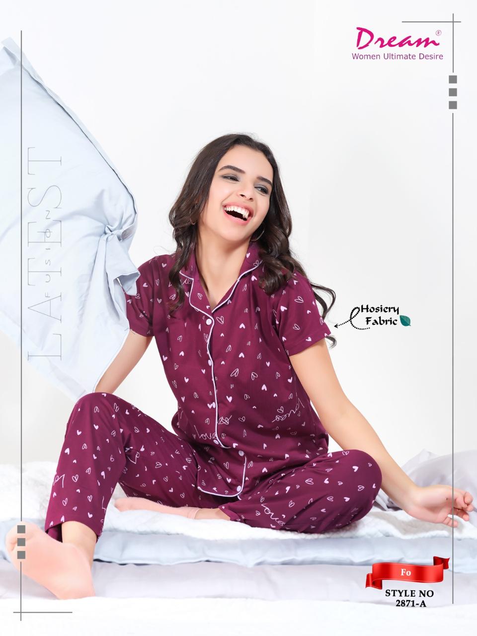 Premium Printed Hosiery Night-Suit For Women