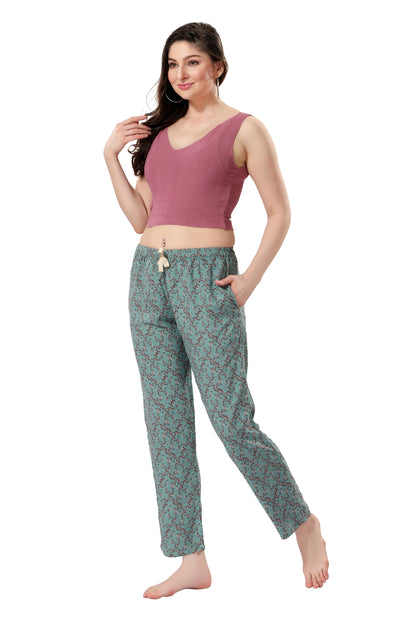 Women's Full-Length Premium Rayon Printed Pyjamas