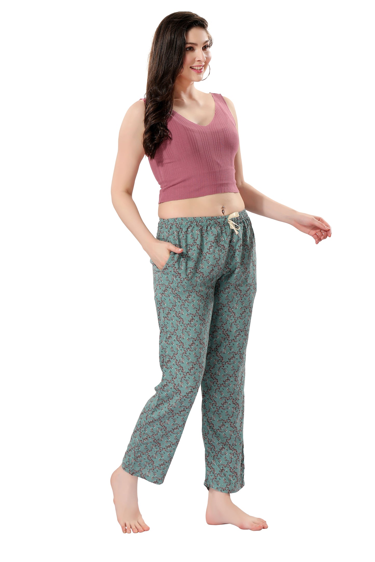 Women's Full-Length Premium Rayon Printed Pyjamas