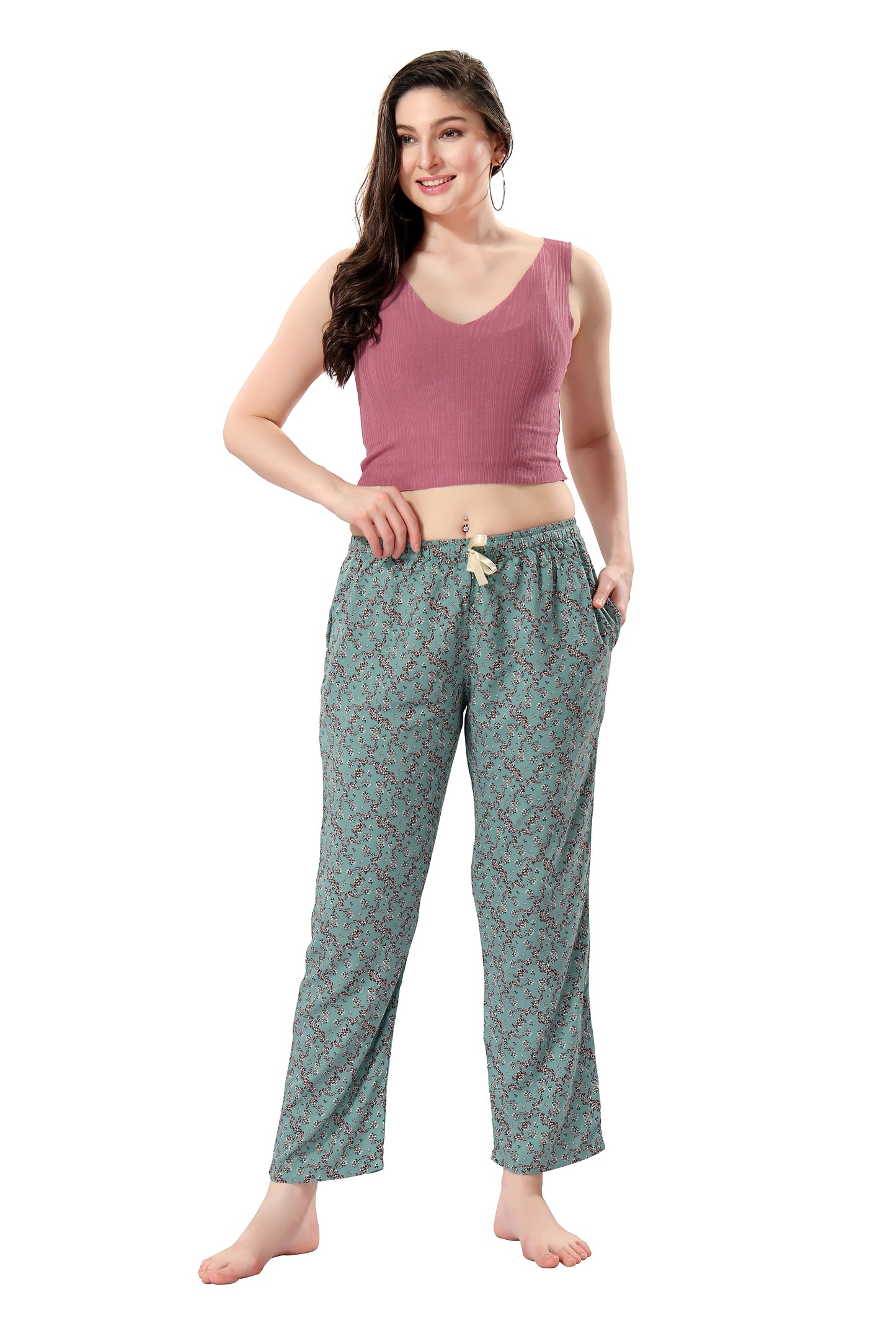 Women's Full-Length Premium Rayon Printed Pyjamas