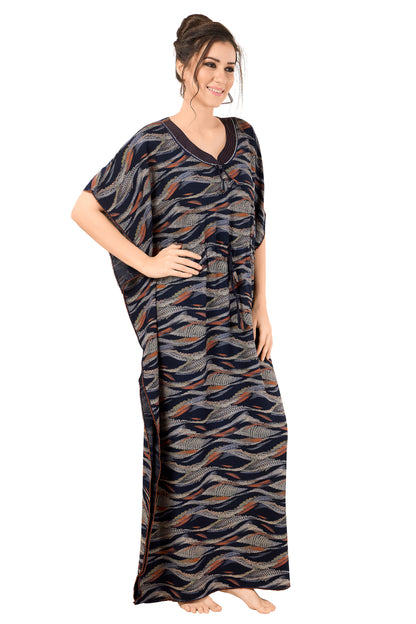 Printed Short Sleeve U Neck Rayon Kaftan