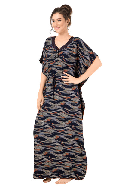 Printed Short Sleeve U Neck Rayon Kaftan