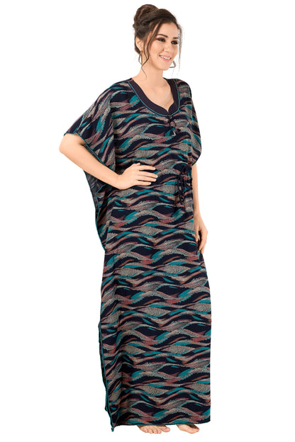 Printed Short Sleeve U Neck Rayon Kaftan