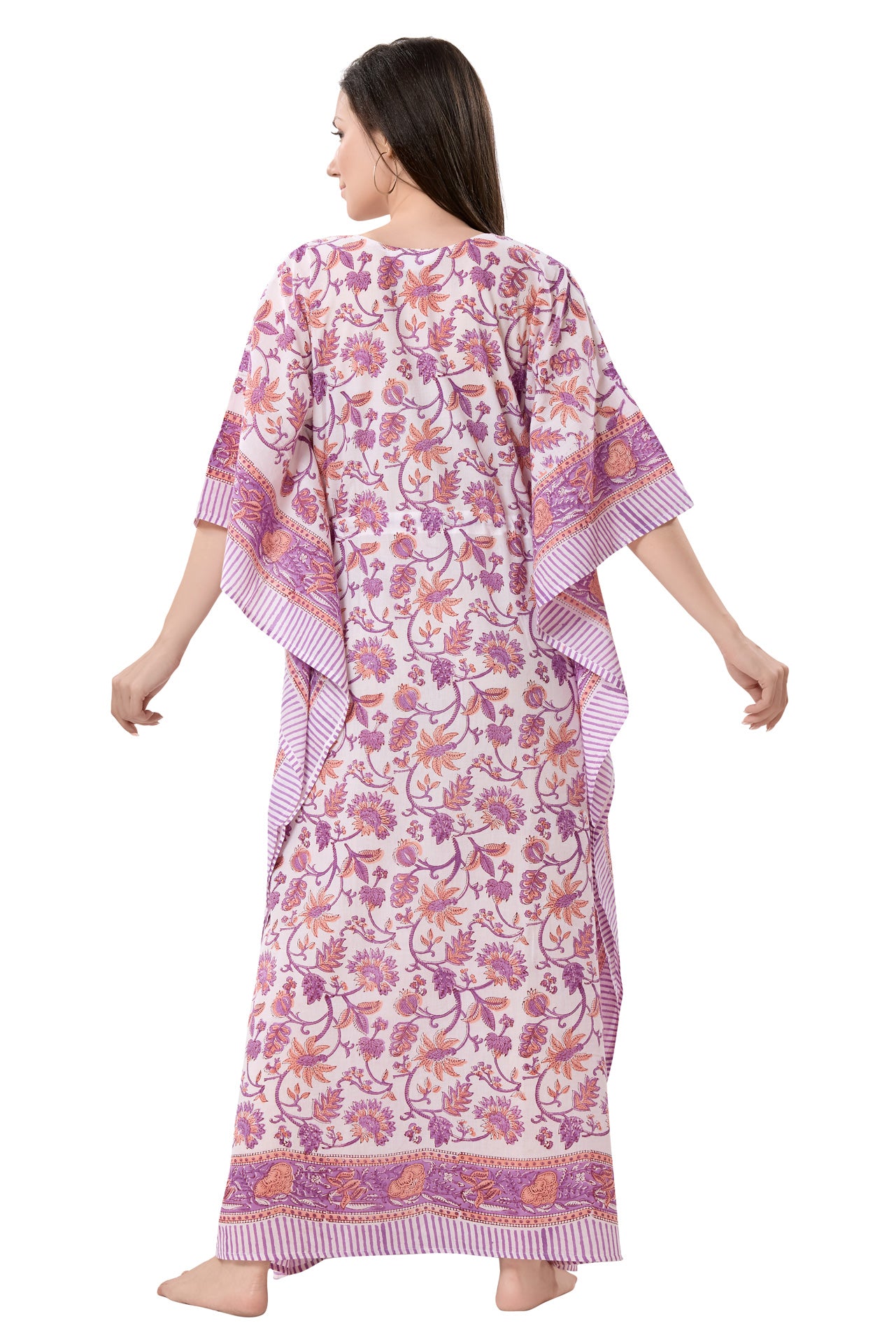 Women's Block Print Cambric Cotton Kaftan