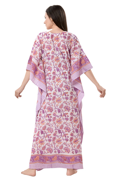 Women's Block Print Cambric Cotton Kaftan