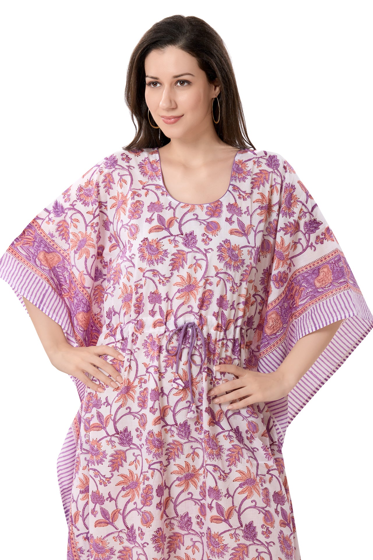Women's Block Print Cambric Cotton Kaftan