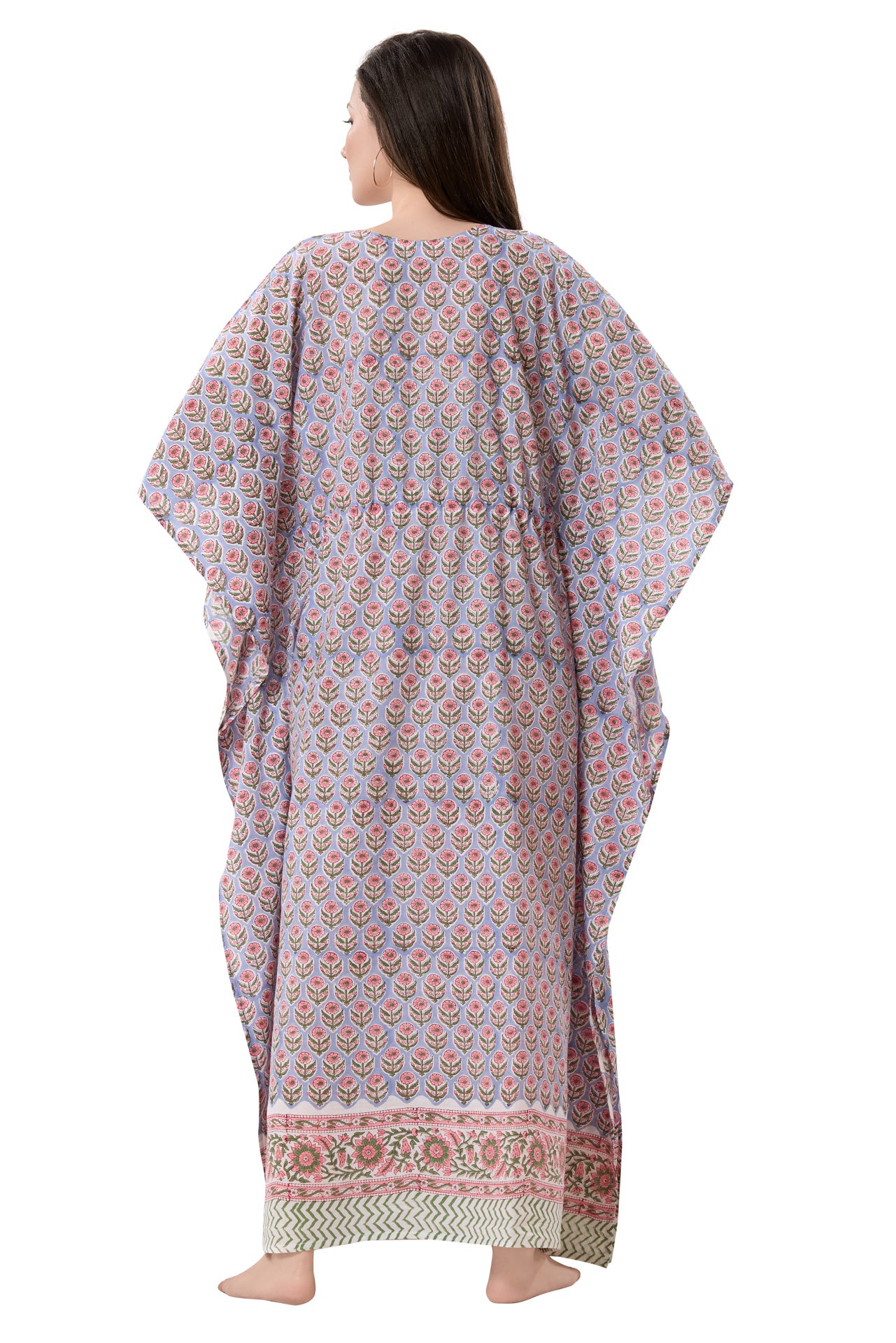 Women's Block Print Cambric Cotton Kaftan