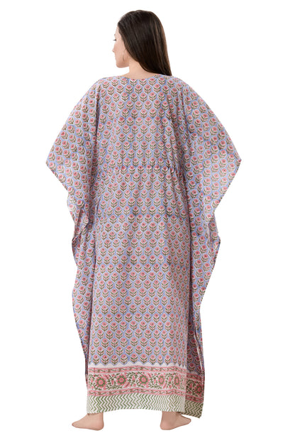 Women's Block Print Cambric Cotton Kaftan