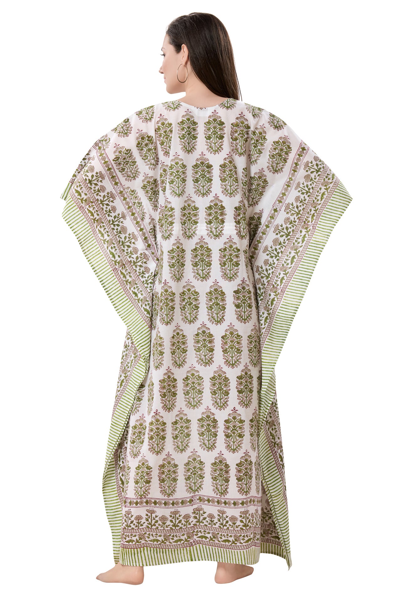 Women's Block Print Cambric Cotton Kaftan