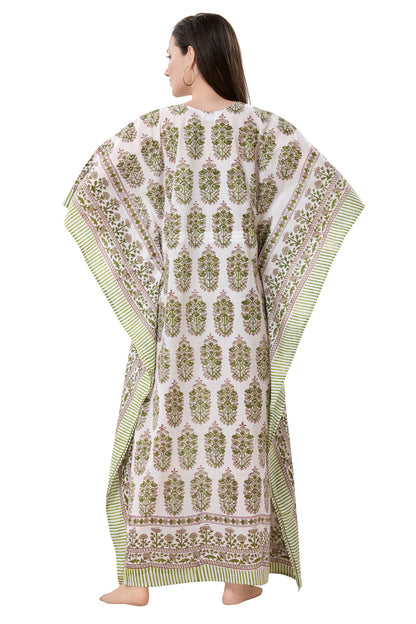 Women's Block Print Cambric Cotton Kaftan