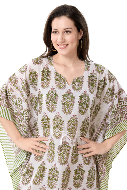 Women's Block Print Cambric Cotton Kaftan