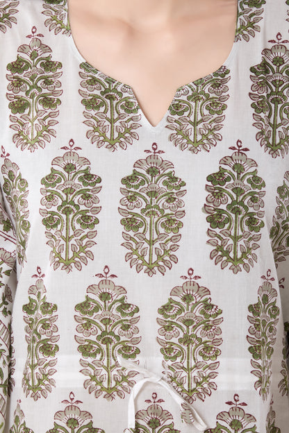 Women's Block Print Cambric Cotton Kaftan