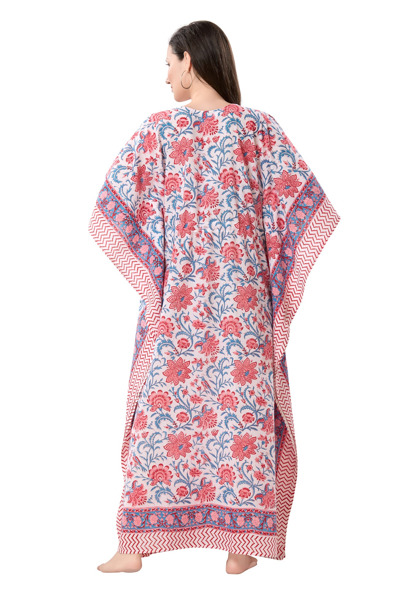 Women's Block Print Cambric Cotton Kaftan
