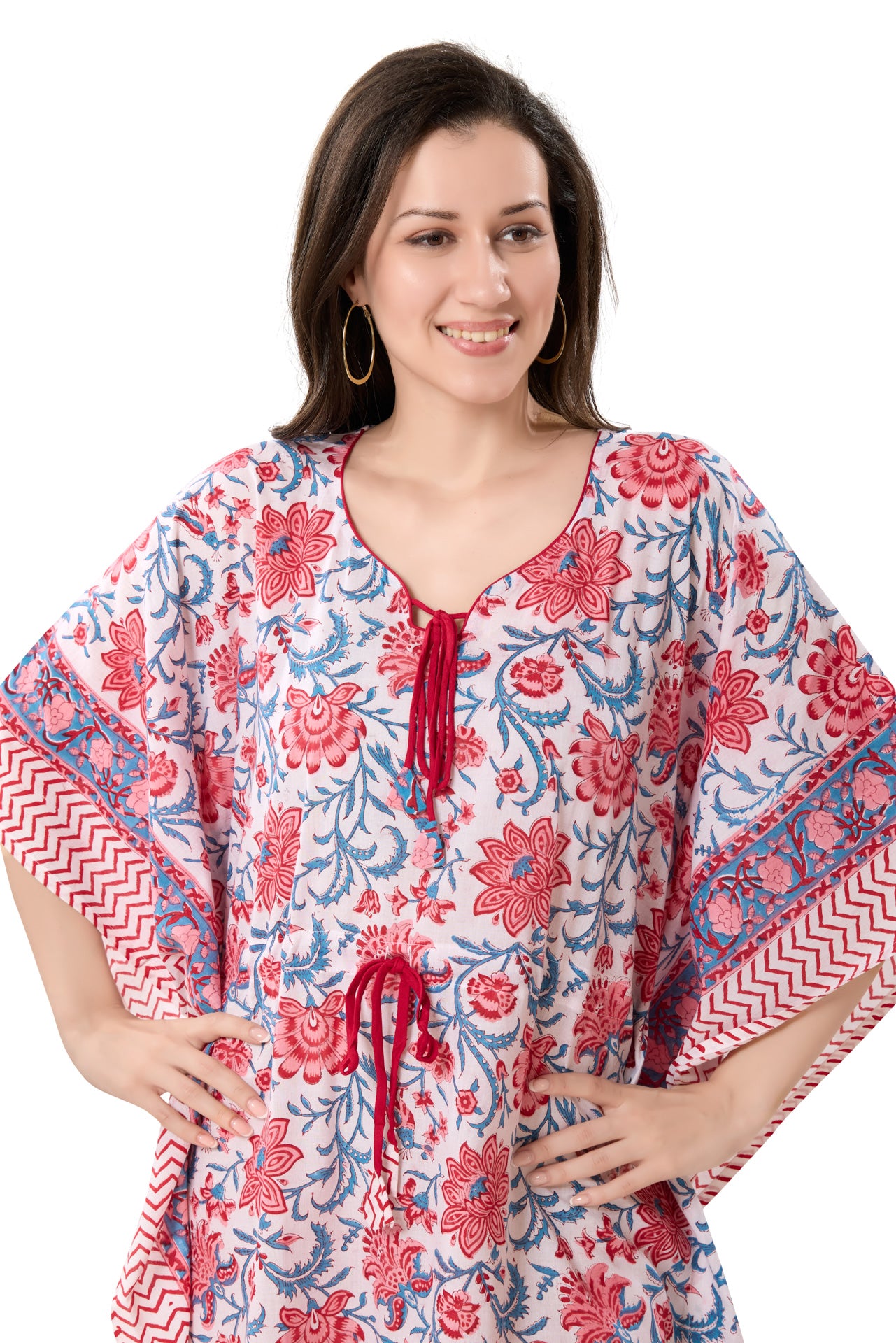 Women's Block Print Cambric Cotton Kaftan