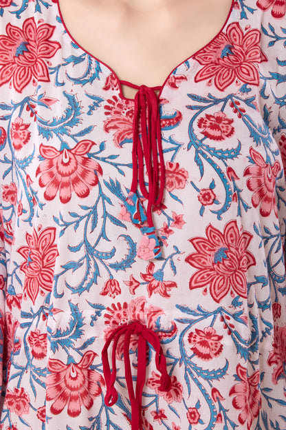 Women's Block Print Cambric Cotton Kaftan