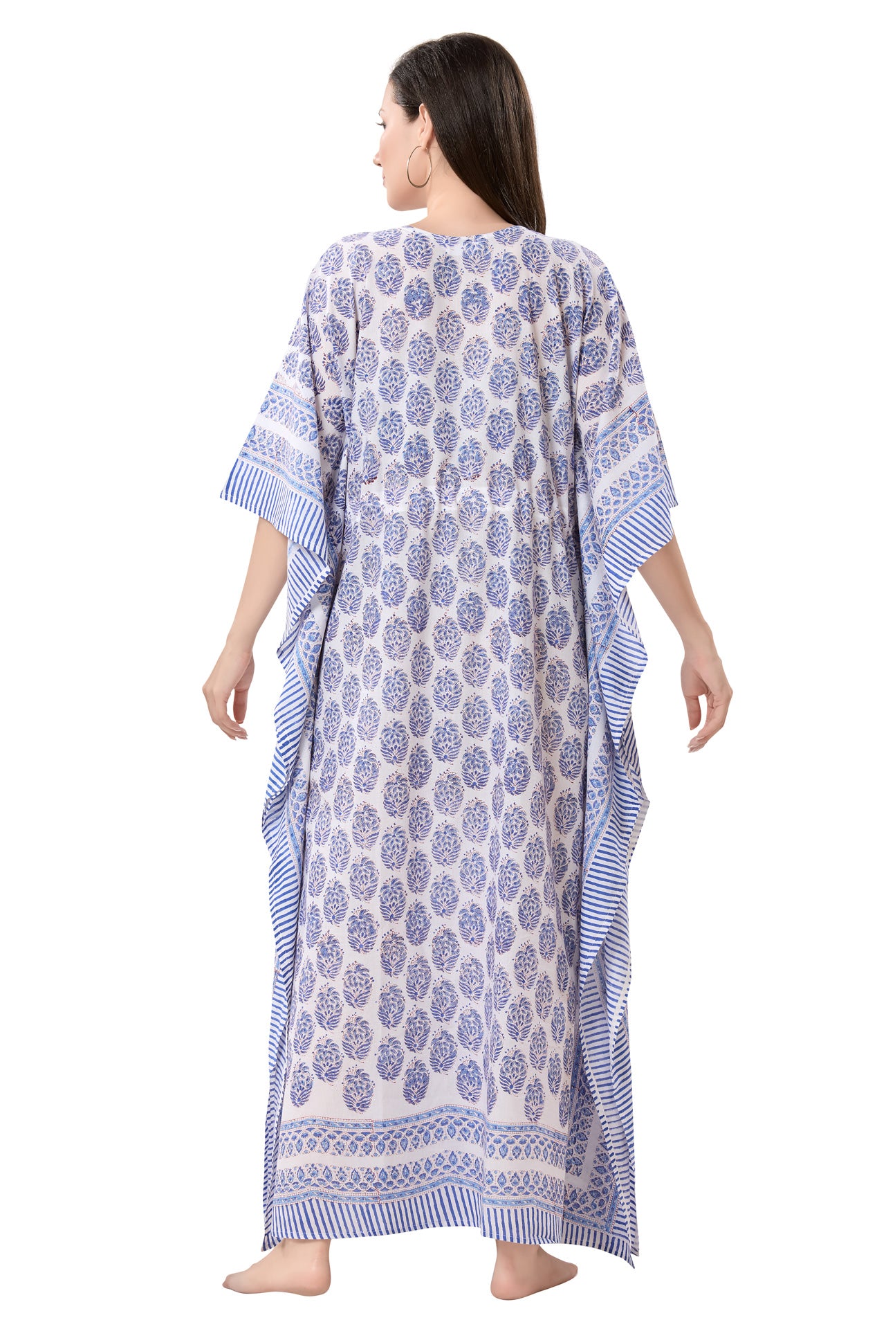 Women's Block Print Cambric Cotton Kaftan