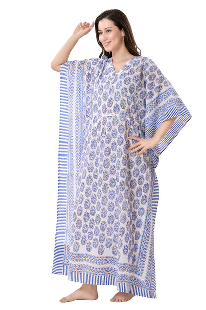 Women's Block Print Cambric Cotton Kaftan