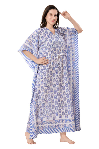 Women's Block Print Cambric Cotton Kaftan