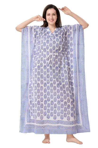 Women's Block Print Cambric Cotton Kaftan
