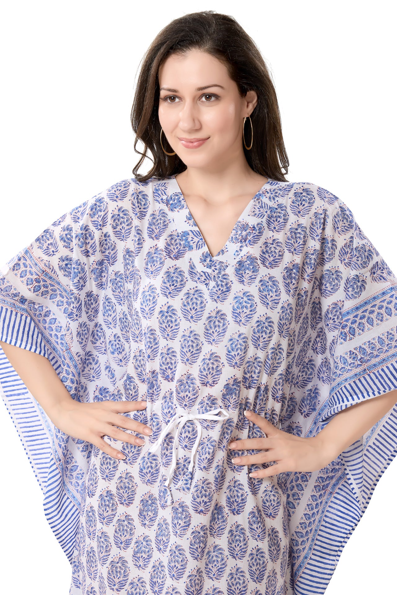 Women's Block Print Cambric Cotton Kaftan