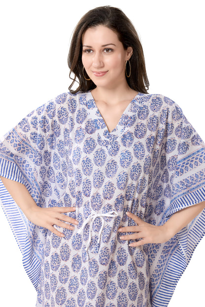 Women's Block Print Cambric Cotton Kaftan
