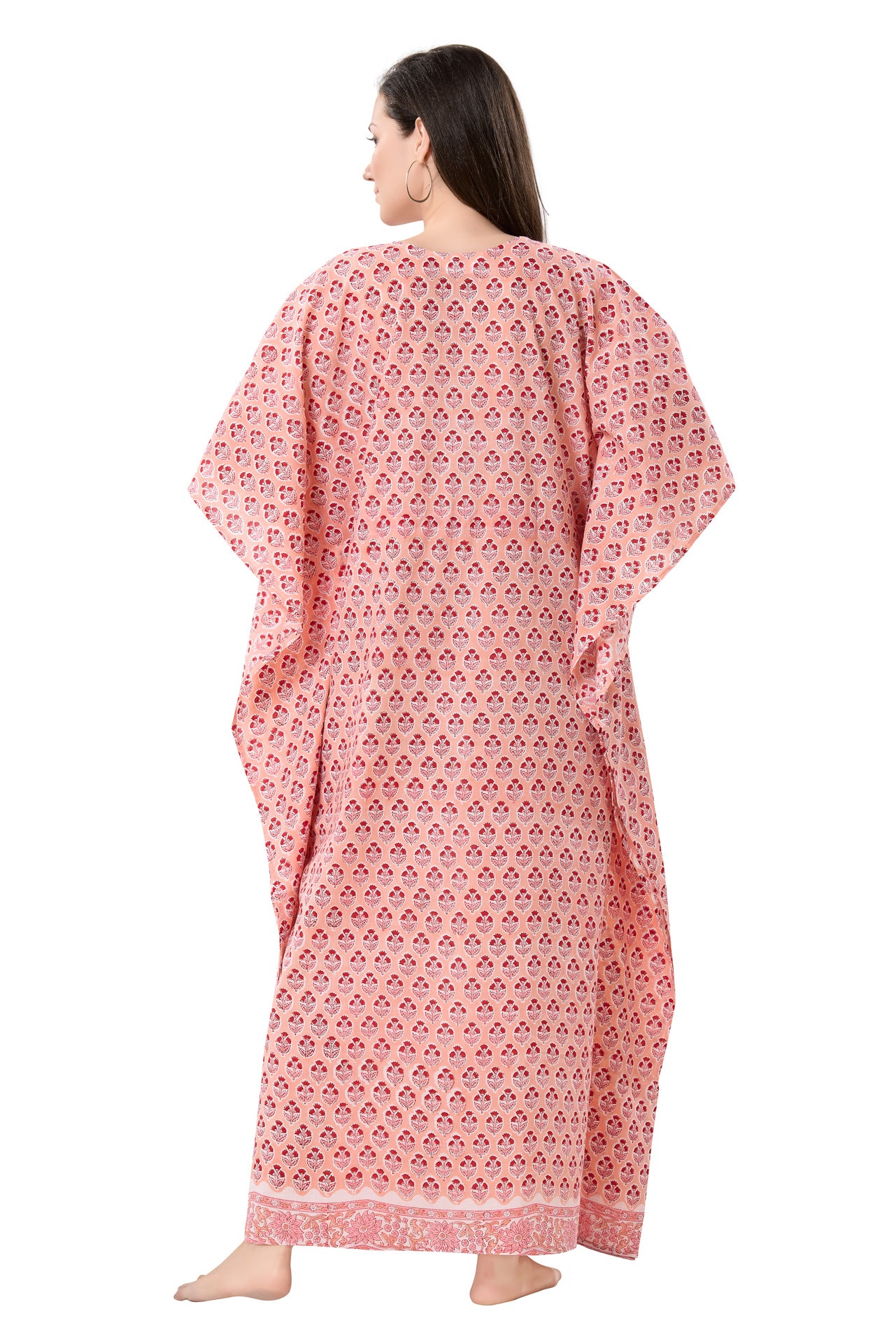 Women's Block Print Cambric Cotton Kaftan