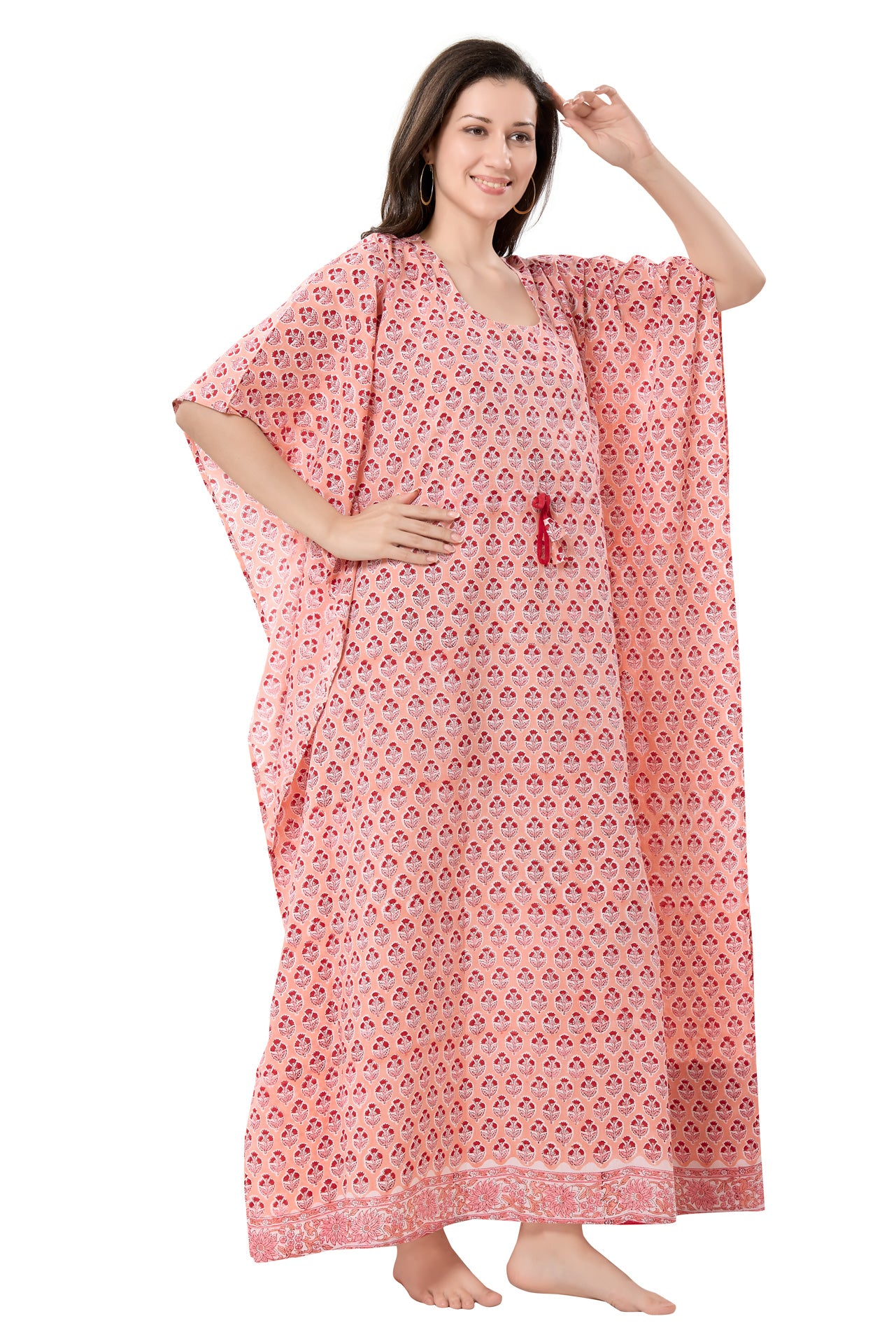 Women's Block Print Cambric Cotton Kaftan