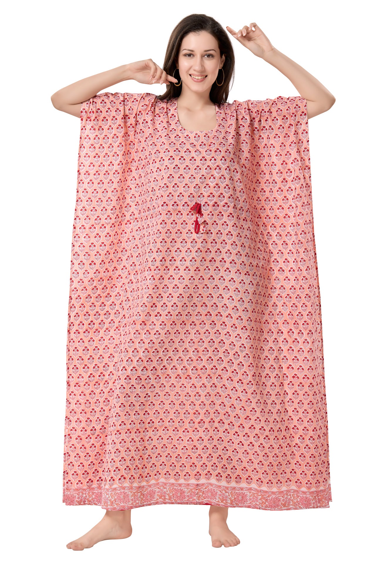Women's Block Print Cambric Cotton Kaftan