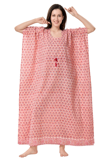 Women's Block Print Cambric Cotton Kaftan