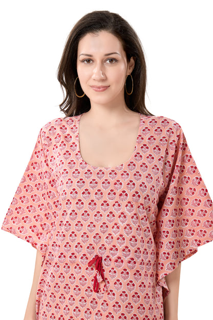 Women's Block Print Cambric Cotton Kaftan