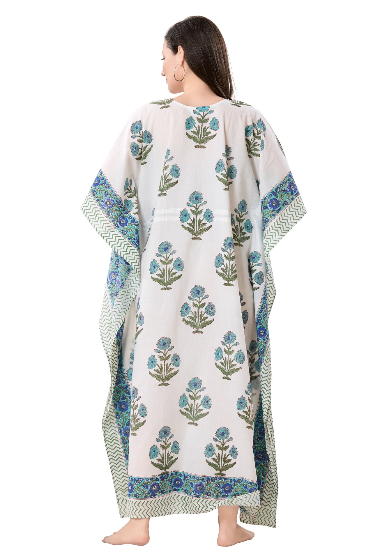Women's Block Print Cambric Cotton Kaftan