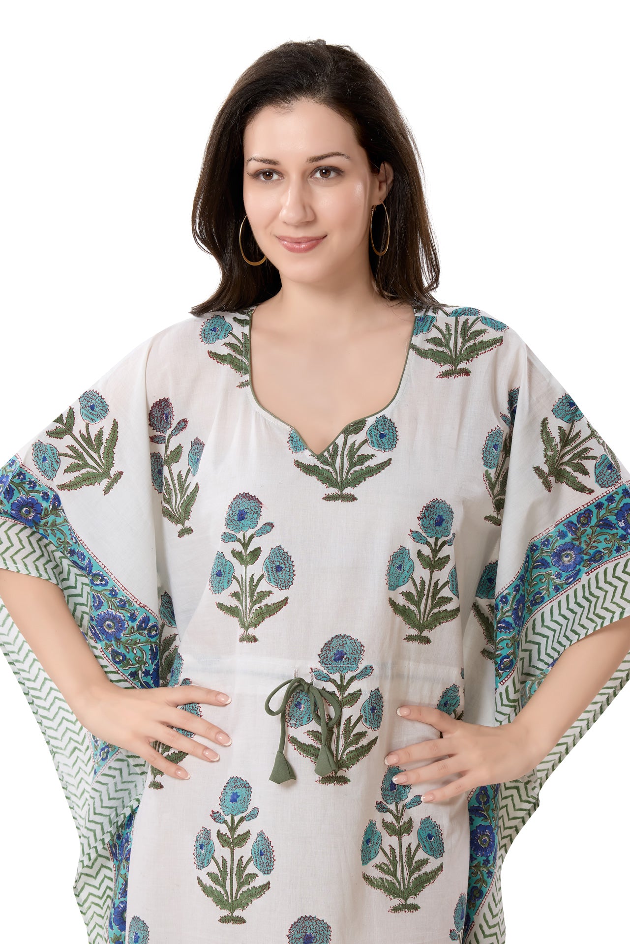 Women's Block Print Cambric Cotton Kaftan