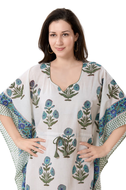 Women's Block Print Cambric Cotton Kaftan