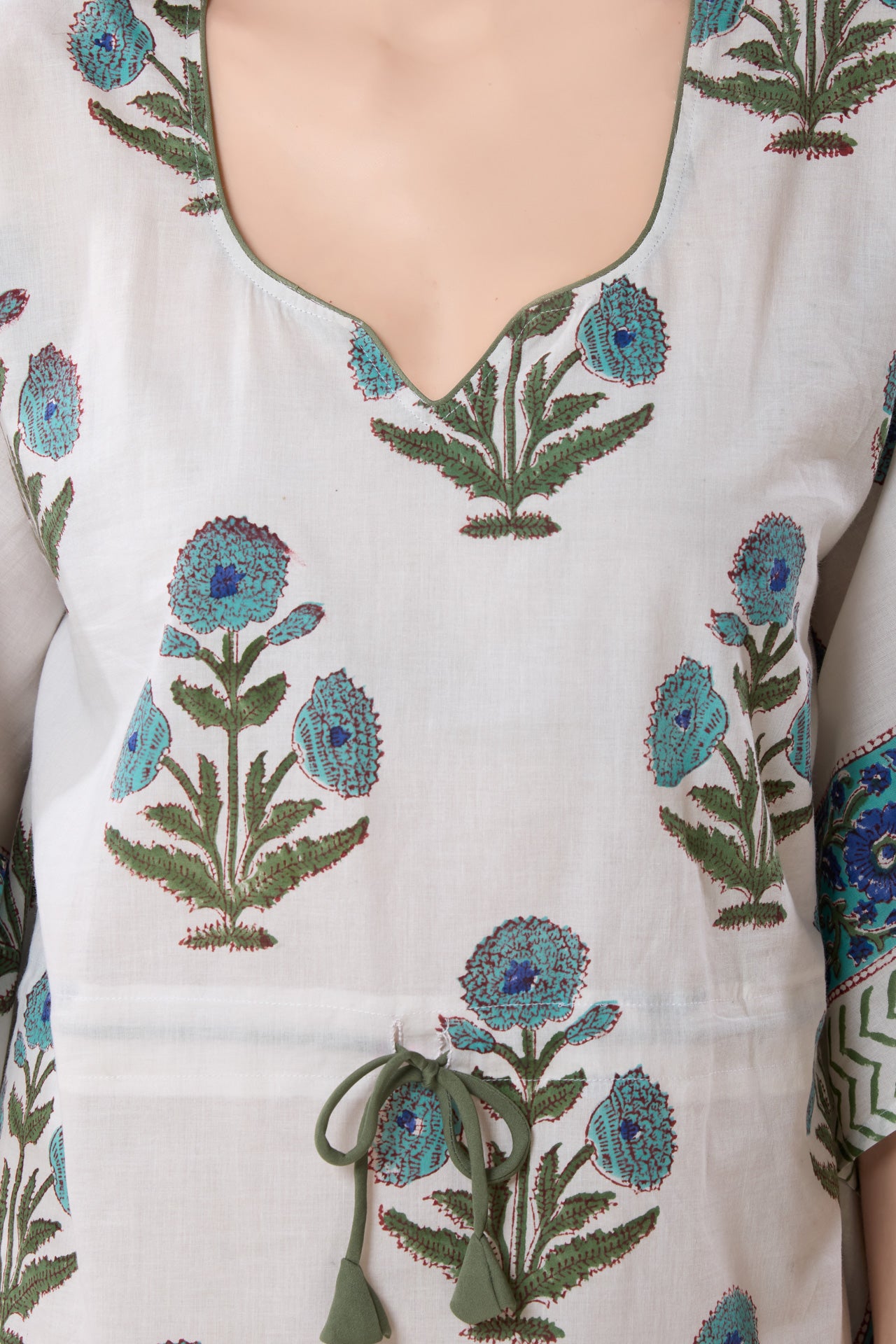 Women's Block Print Cambric Cotton Kaftan