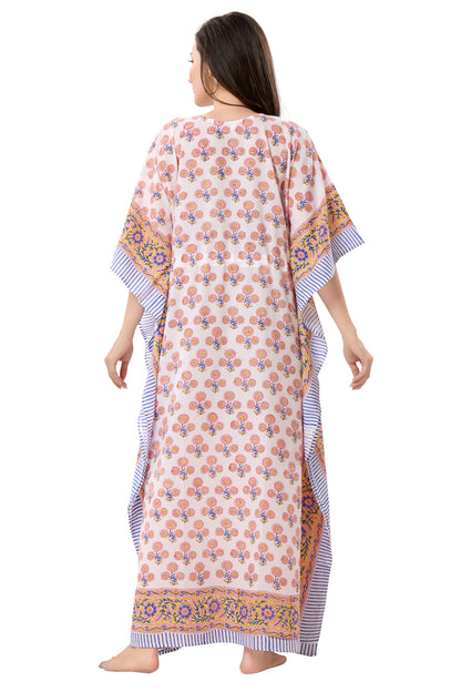 Women's Hand Block Print Cambric Cotton Kaftan