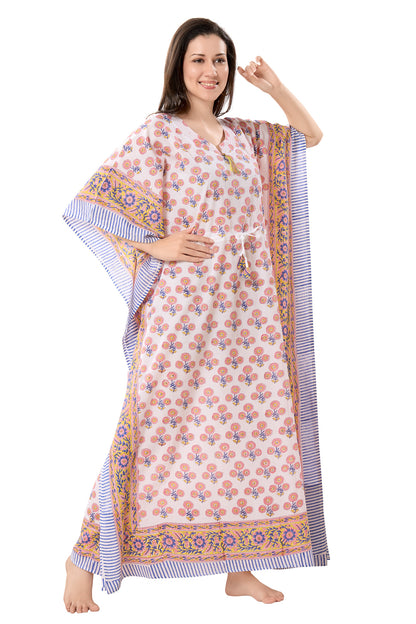 Women's Hand Block Print Cambric Cotton Kaftan