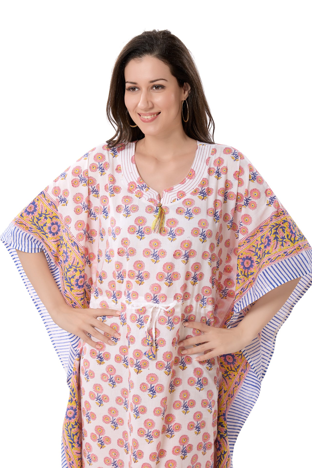 Women's Hand Block Print Cambric Cotton Kaftan