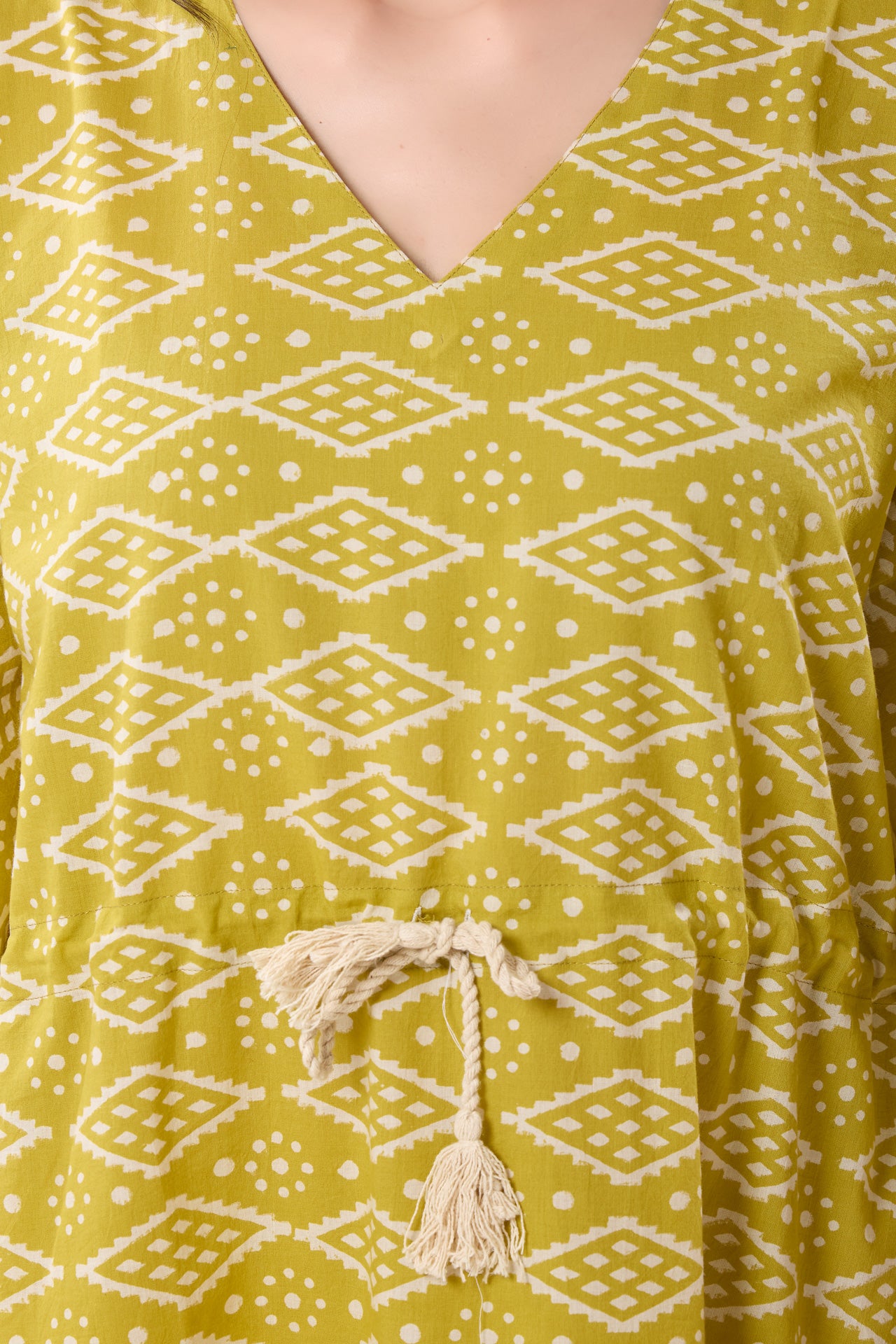Women's Block Print Cambric Cotton Kaftan