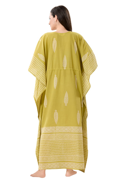 Women's Block Print Cambric Cotton Kaftan