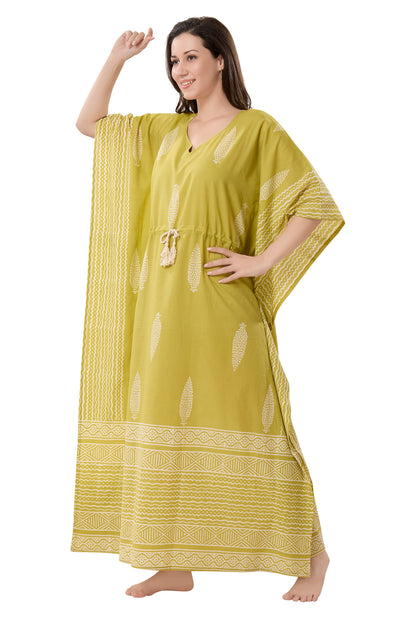 Women's Block Print Cambric Cotton Kaftan