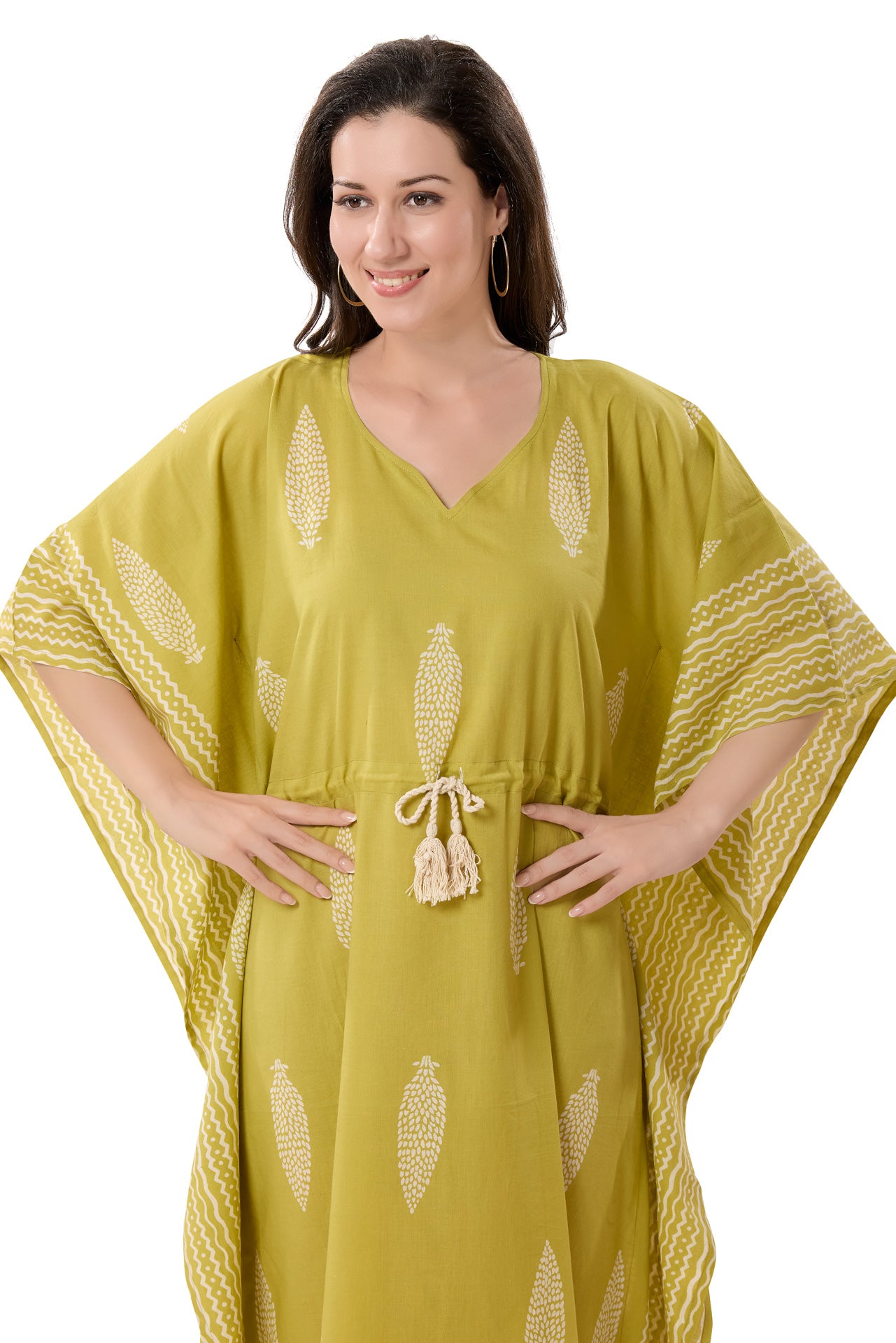 Women's Block Print Cambric Cotton Kaftan