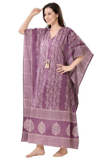 Women's Block Print Cambric Cotton Kaftan