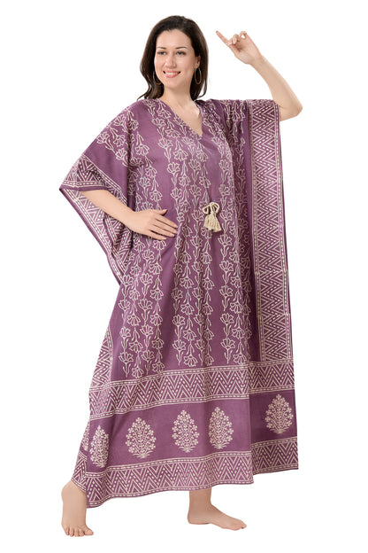 Women's Block Print Cambric Cotton Kaftan