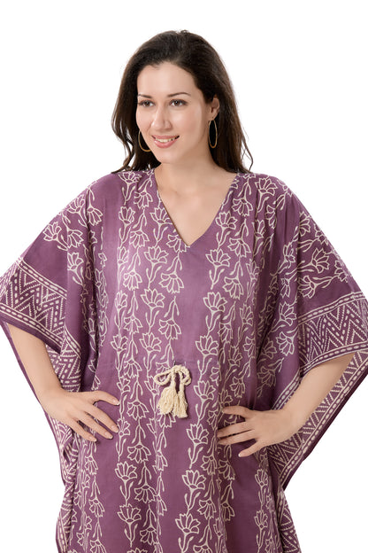 Women's Block Print Cambric Cotton Kaftan